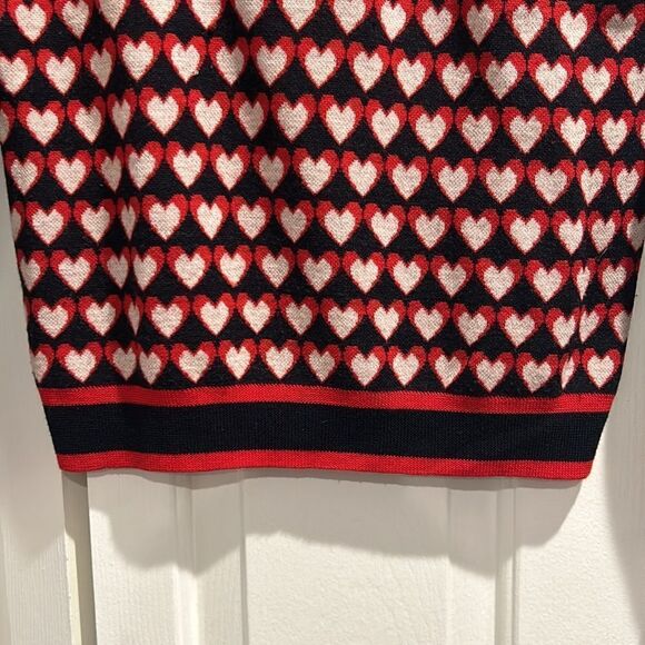 Chinti & Parker Navy/Red/White Heart Print Wool Sweater, Size Small - Picture 5 of 12